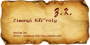 Zimonyi Károly névjegykártya